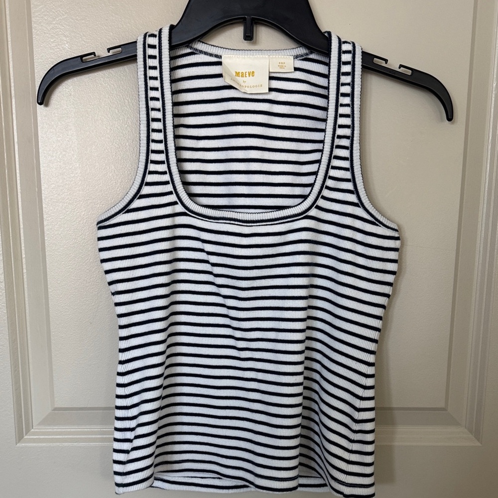 Maeve Striped Tank Top in Black and White